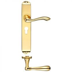 Z624 Arundel Lever Euro Solid Brass Door Handle Polished Brass