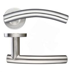 Z74 Arched Lever Rose Door Handle Satin Stainless Steel 