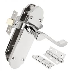Z75 Epsom Door Handle Pack Set with Hinges & Latch, polished chrome