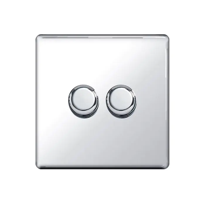 Arlec 2-Gang 250W Dimmer Metal Light Switch | Screwed Faceplate | 2-Way Push On/Off | Compatible With LED And Halogen Lamps | Polished Chrome Finish | 85 X 85 X 43mm - View #12