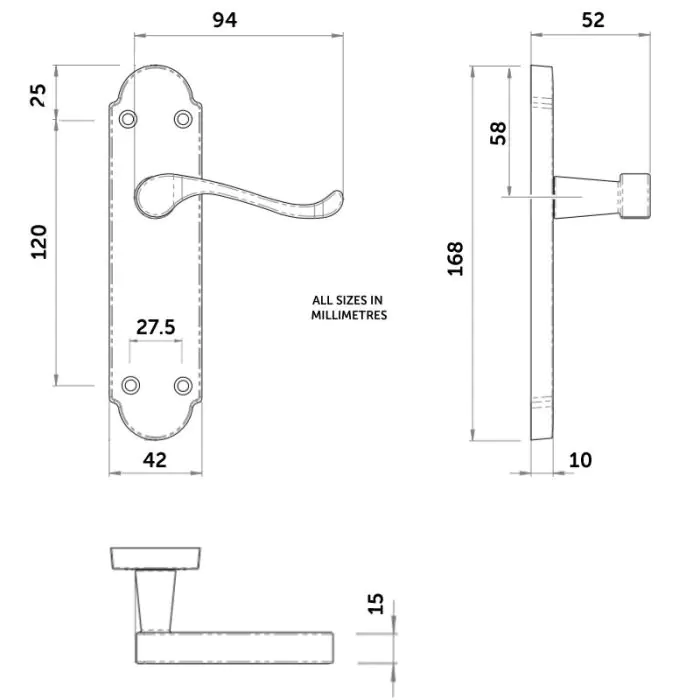 Shaped Victorian Scroll Lever Latch Door Handle | HandleStore.com