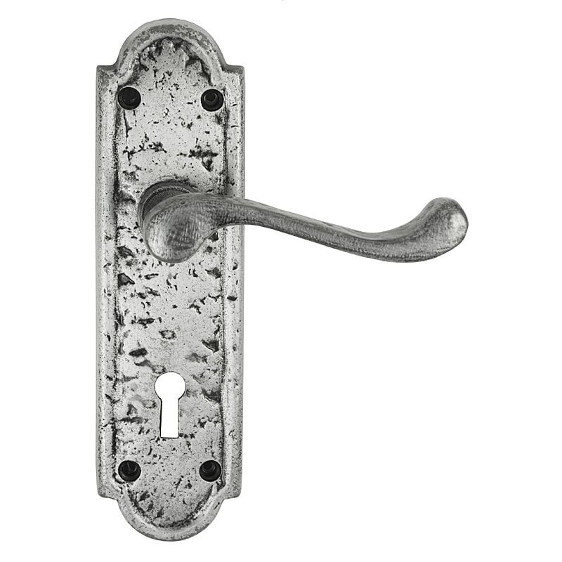 Z119 Turnberry Pewter Effect Lock Door Handle | HandleStore.com