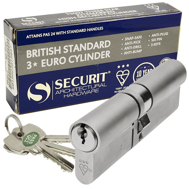 3 Keys Euro cylinder door Lock 30 50 for uPVC Doors 80mm LAIRD Satin Silver 