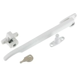 W29 Locking Modern Window Stay, Short, White. 