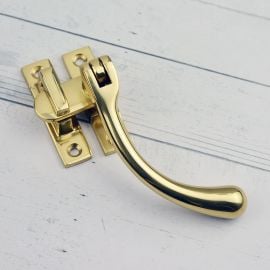 W74 Long Nose Flush Frame Casement Window Fastener Polished Brass