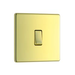Polished Brass LS05 Screwless Plate 1 Gang Light Switch Polished Brass LS05 Screwless Plate 1 Gang Light Switch