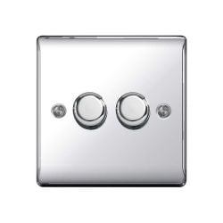 Polished Chrome LS10 Screw Plate 2 Gang Dimmer Switch Polished Chrome LS10 Screw Plate 2 Gang Dimmer Switch