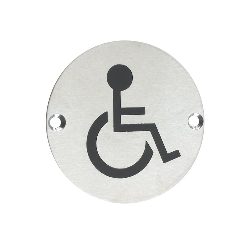 Zoo Disabled Toilet Door Sign In Stainless Steel Finish