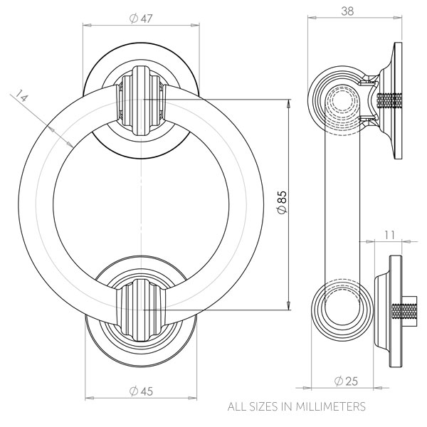 Diagram Image for DK2 Ring Door Knocker