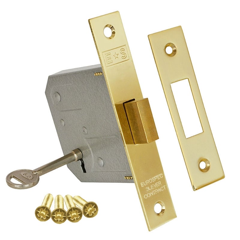 Carlisle Brass Mortice Deadlock, 3 Lever, Etched Brass, 3 Inch (75Mm)
