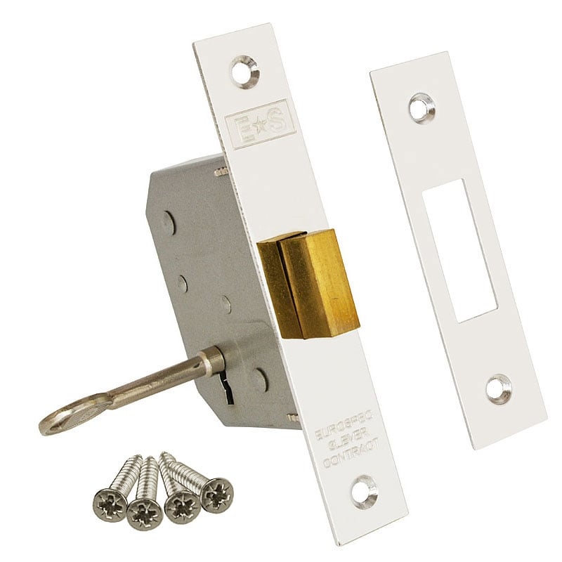 Carlisle Brass Mortice Deadlock, 3 Lever, Nickel Plate, 2.5 Inch (63Mm)
