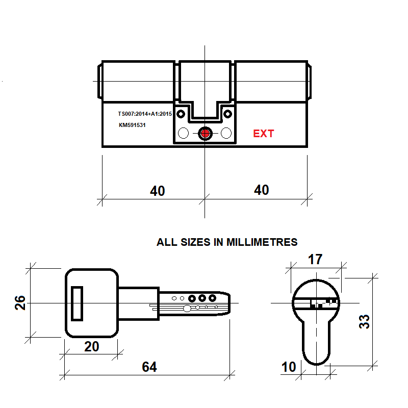 Diagram Image for DL40 Orion 3 Star TS007 Anti Snap Lock 40/40(AS)