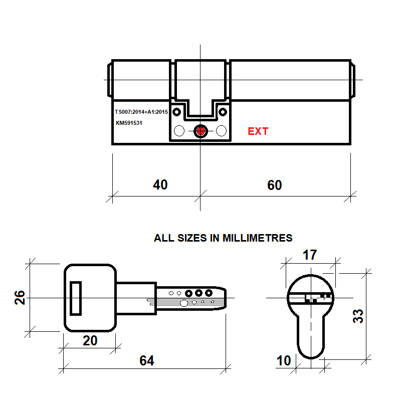Diagram Image for DL40 Orion 3 Star TS007 Anti Snap Lock 40/60(AS)