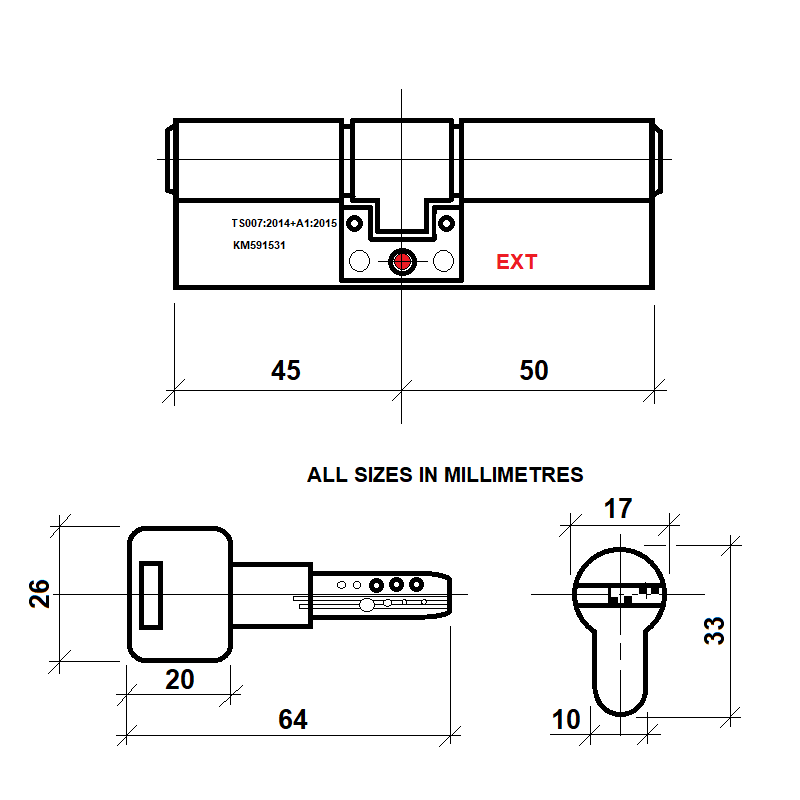 Diagram Image for DL40 Orion 3 Star TS007 Anti Snap Lock 45/50(AS)