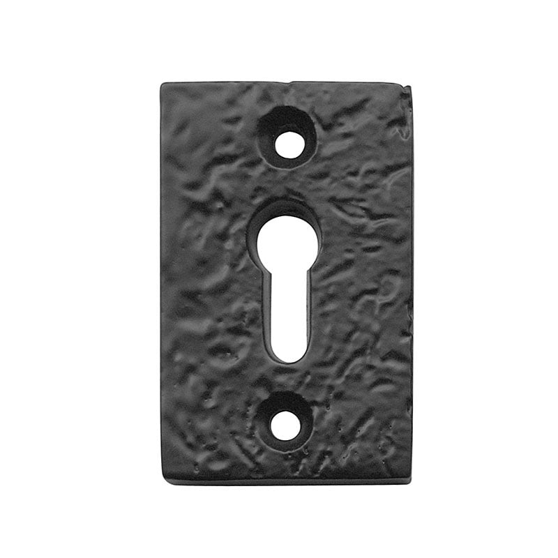 E2 Tudor Black Antique Rectangular Lock Cover, 50 x 32mm