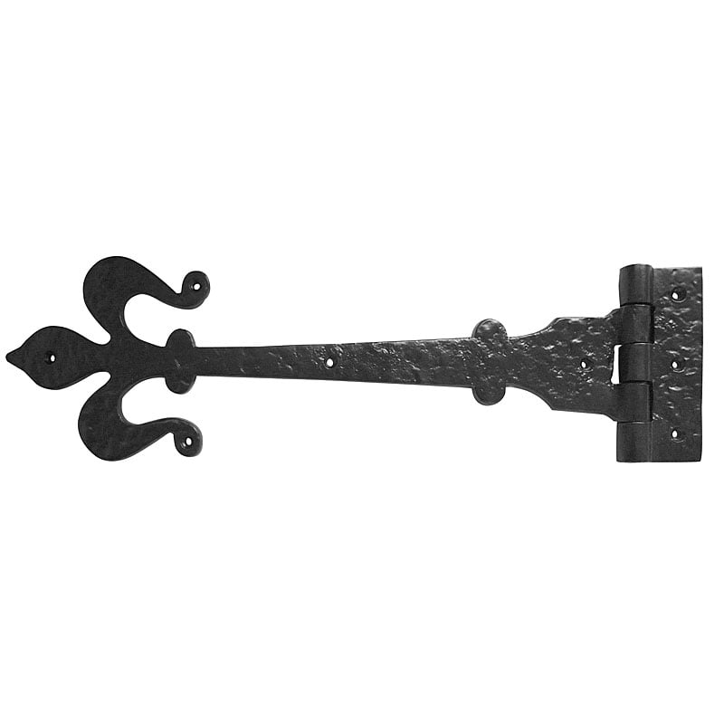 H19 Fleur De Lys Black T Door Hinge, 400mm, Door, Gate