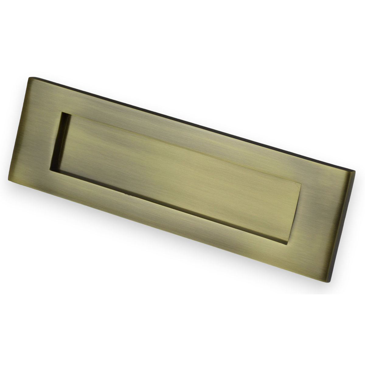 M Marcus Victorian Letter Plate, Antique Brass, Sprung, 250Mm X 76Mm