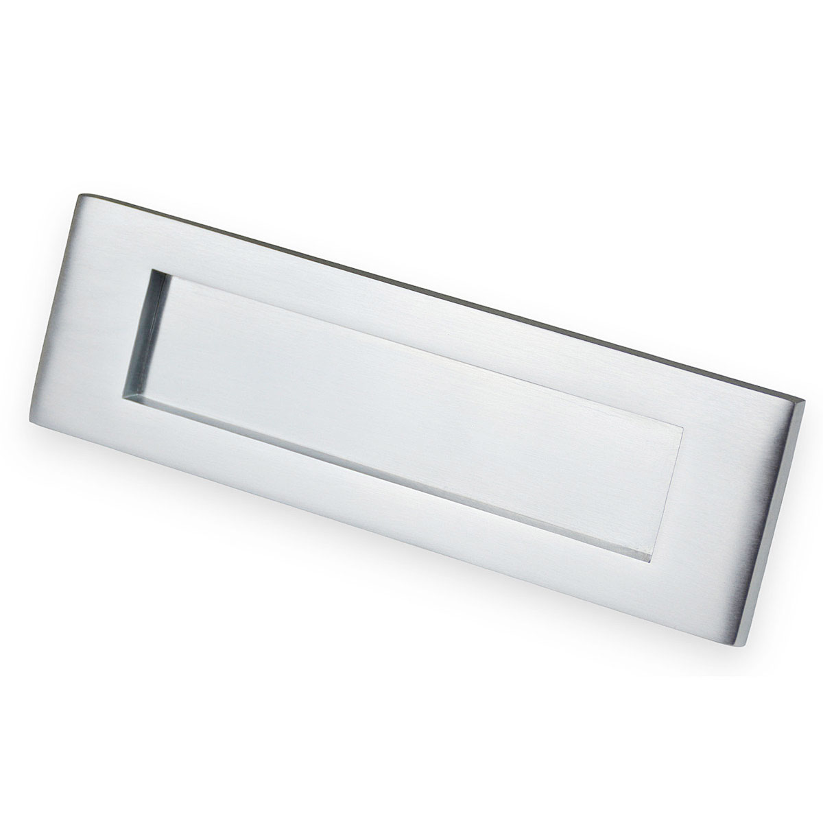 M Marcus Victorian Letter Plate, Satin Chrome, Sprung, 250Mm X 76Mm