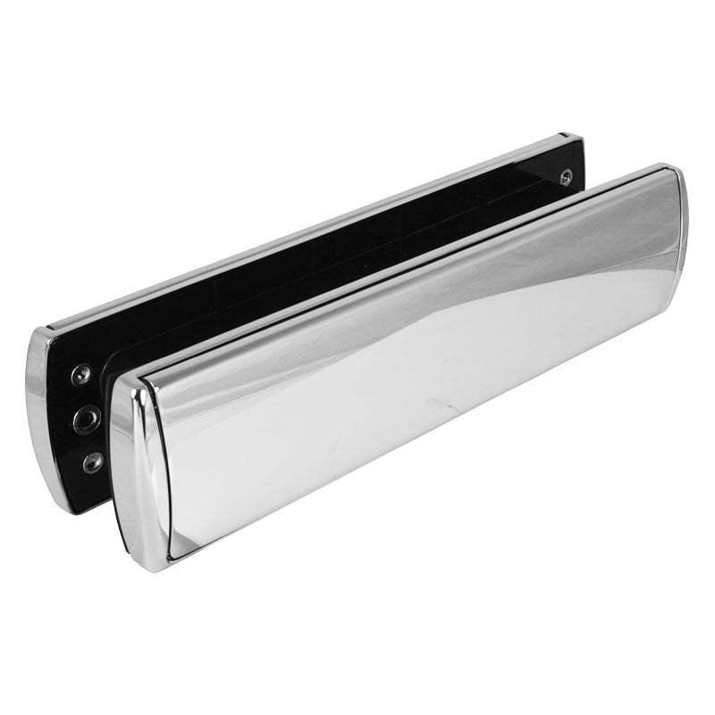 All Metal 12 inch uPVC Door Letterplate, Polished Chrome, Panel Door