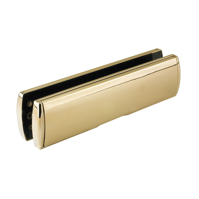 All Metal 12 inch uPVC Door Letterplate, polished gold, midrail door