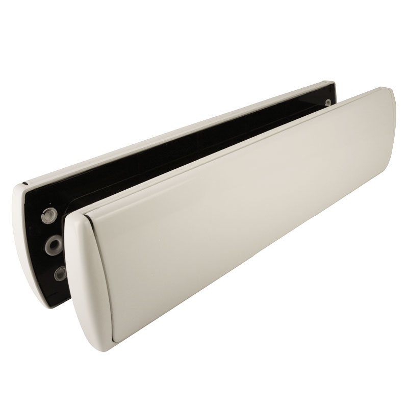 All Metal 12 inch uPVC Door Letterplate, White, Panel Door