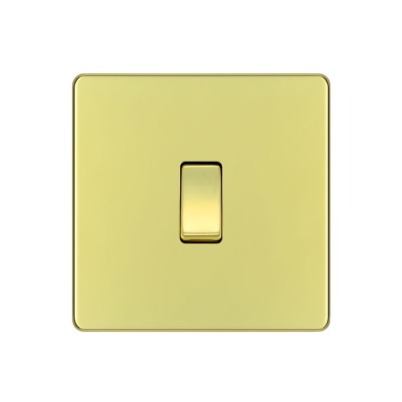 Bg Electrical Light Ls05 Screwless Plate 1 Gang Switch, Polished Brass