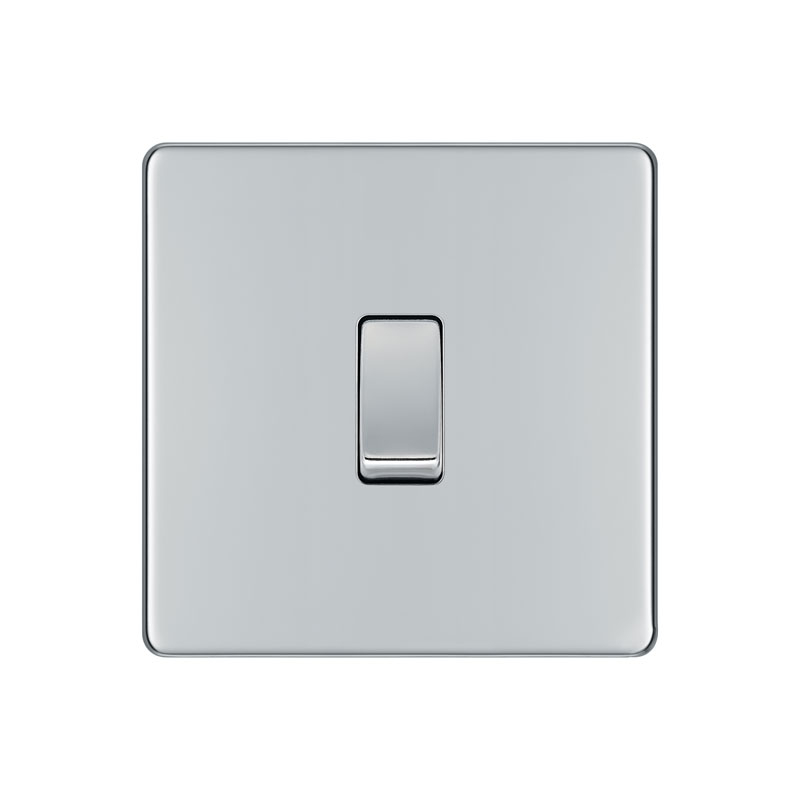 Bg Electrical Light Ls05 Screwless Plate 1 Gang Switch, Polished Chrome