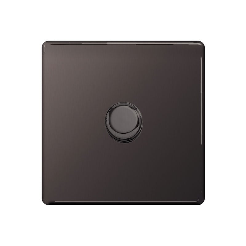 Bg Electrical Black Ls11 Screwless Plate 1 Gang Dimmer Switch, Nickel