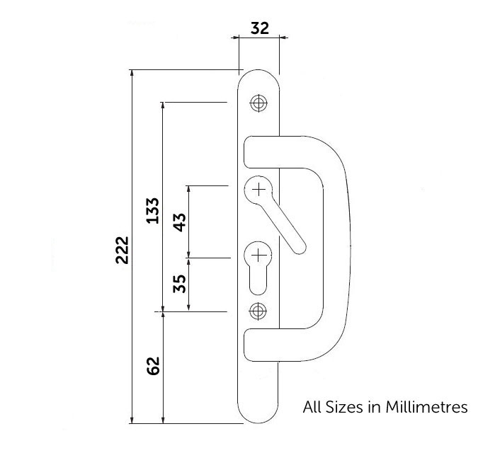 Diagram Image for P27 Schlegel Style Patio Door Handle