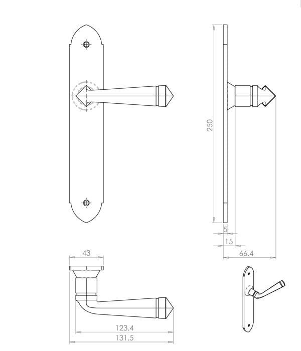 Diagram Image for PD04 Lever Latch Door Handle