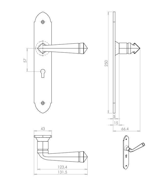 Diagram Image for PD05 Lever Lock Door Handle