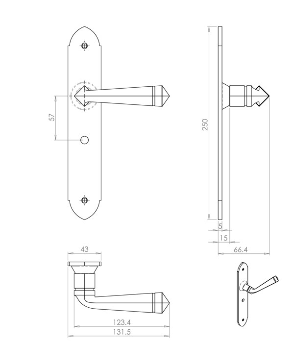 Diagram Image for PD06 Bathroom Door Handle