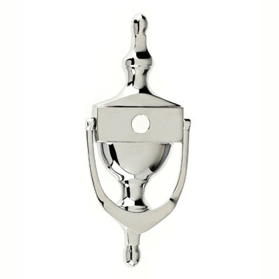 Mila Victorian Urn Knocker With Spy In Polished Chrome.