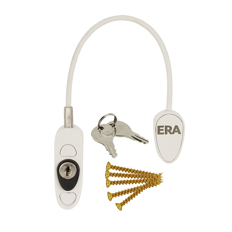 Era White Child Safety Cord Upvc Locking Cable Window Restrictor In R14