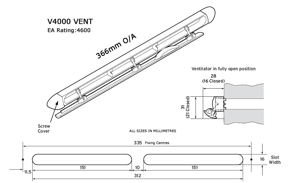 Diagram Image for V4000 Internal Trickle Vent