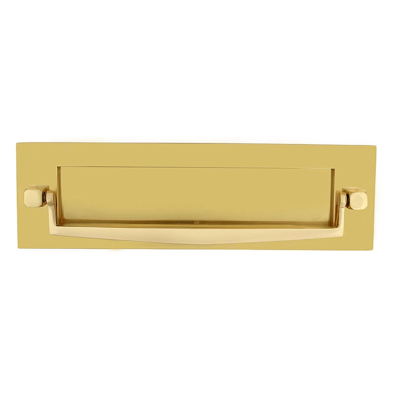 Frelan Victorian Knocker Letter Plate, Polished Brass, Sprung, 250Mm X 76Mm