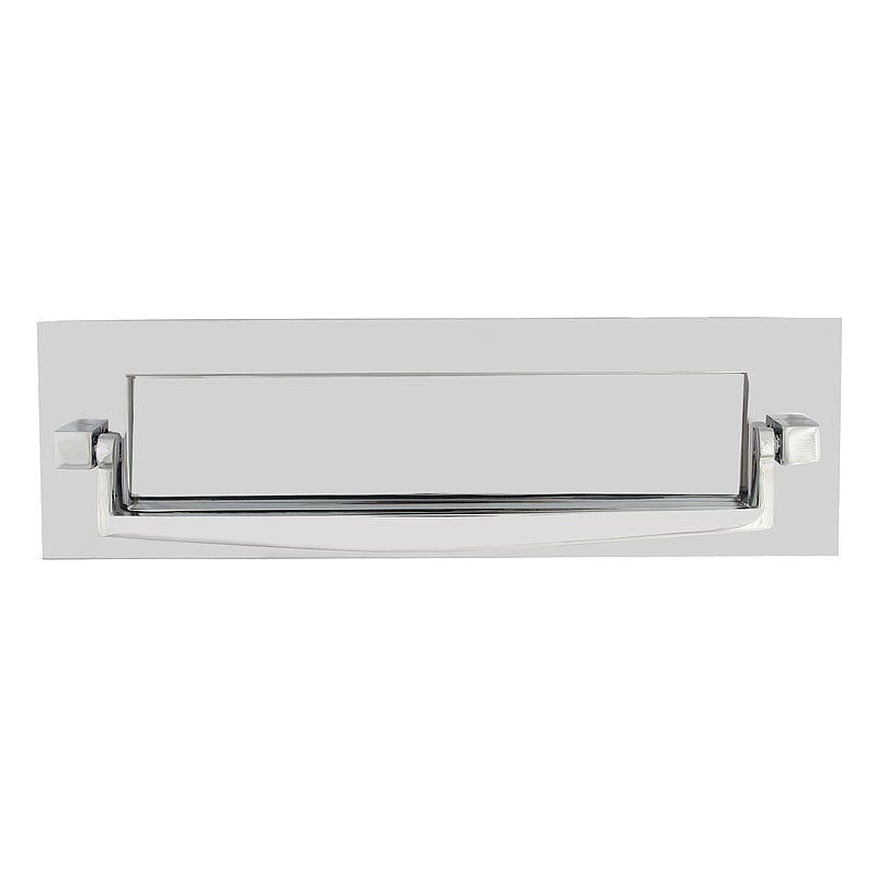Frelan Victorian Knocker Letter Plate, Polished Chrome, Sprung, 250Mm X 76Mm