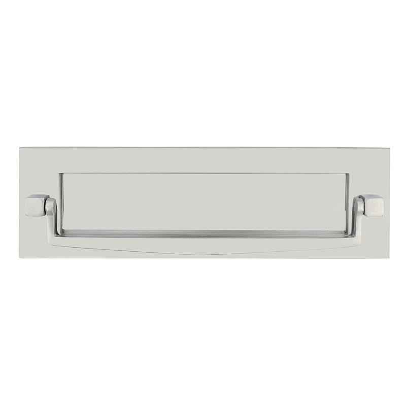 Frelan Victorian Knocker Letter Plate, Satin Chrome, Sprung, 250Mm X 76Mm
