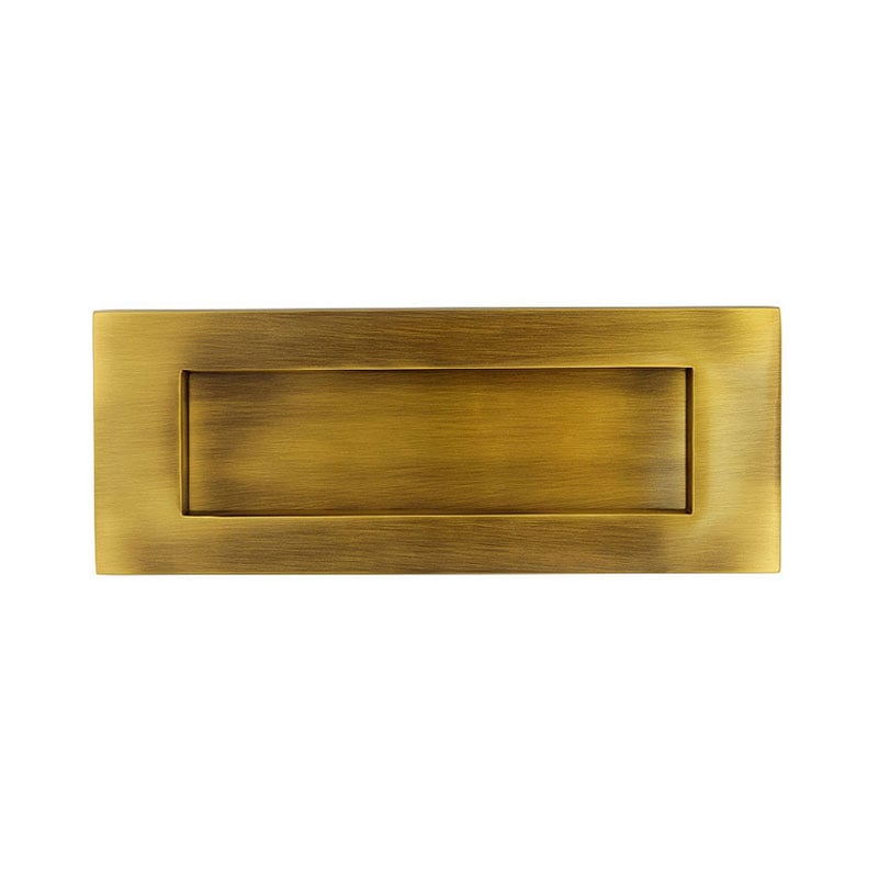 M Marcus Victorian Letter Plate, Antique Brass, Sprung, 250Mm X 100Mm