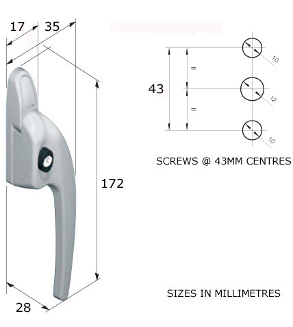 Diagram Image for W31 Window Handle For Blinds