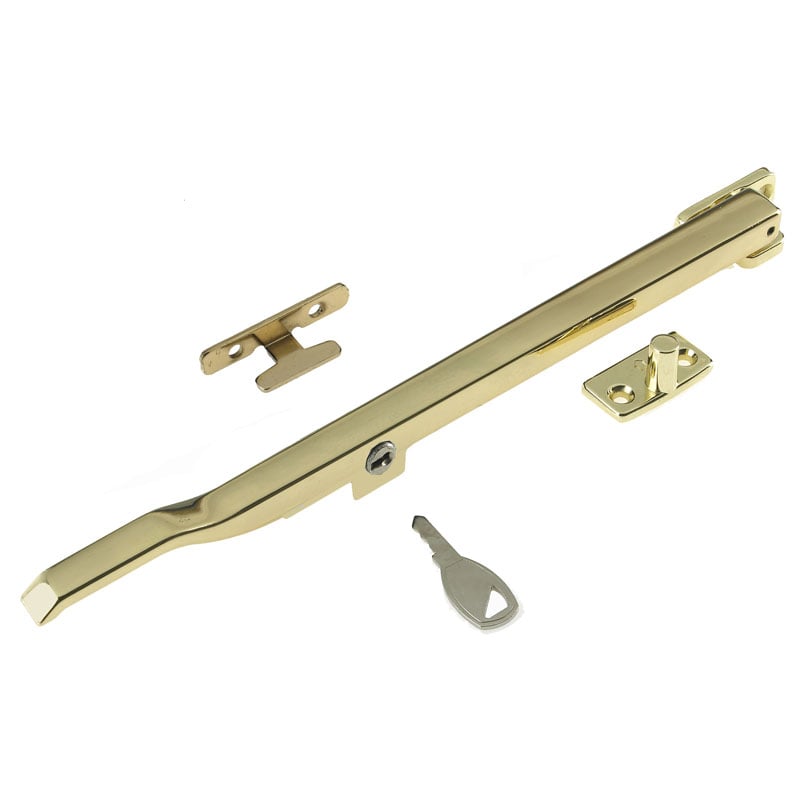 Frelan W54 Locking Casement Stays, 10 Inch Replacement Window Arm, Brass