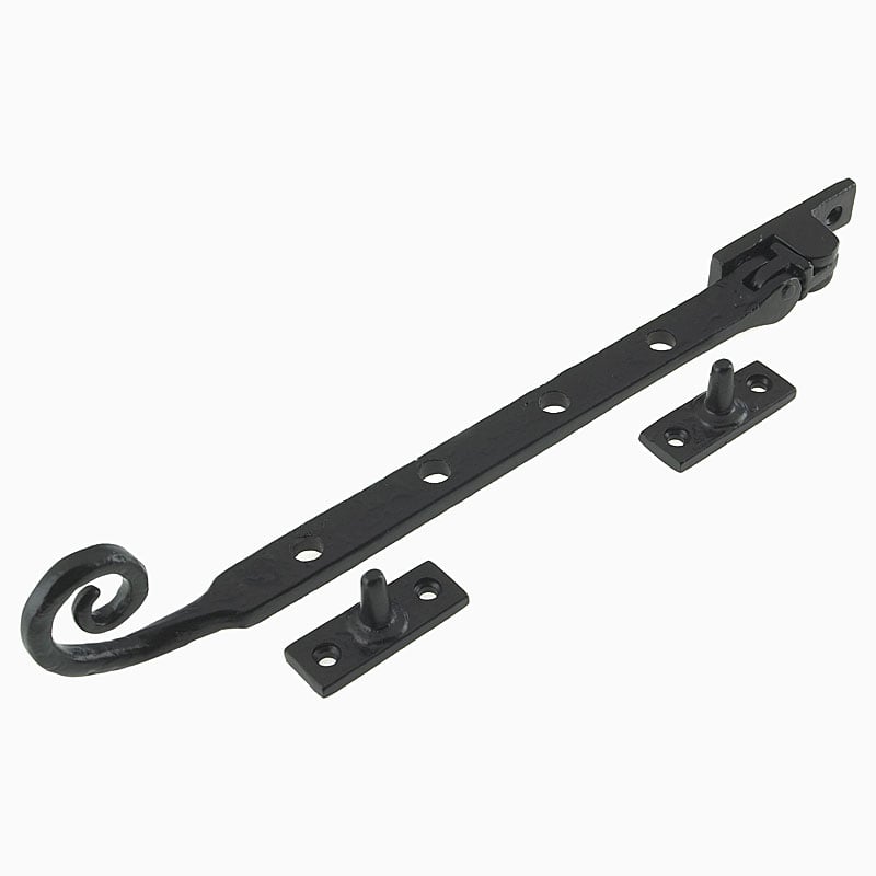 Frelan Black W58 Monkey Tail Window Stay, Tudor Antique, 12 Inch Period Stay