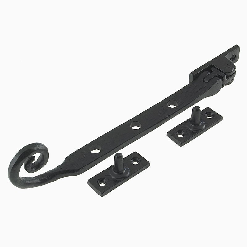 Frelan Black W58 Monkey Tail Window Stay, Tudor Antique, 8 Inch Period Stay