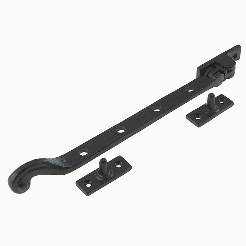 Frelan Black W60 Plume Period Window Stay, Tudor Antique, 12 Inch Period Stay