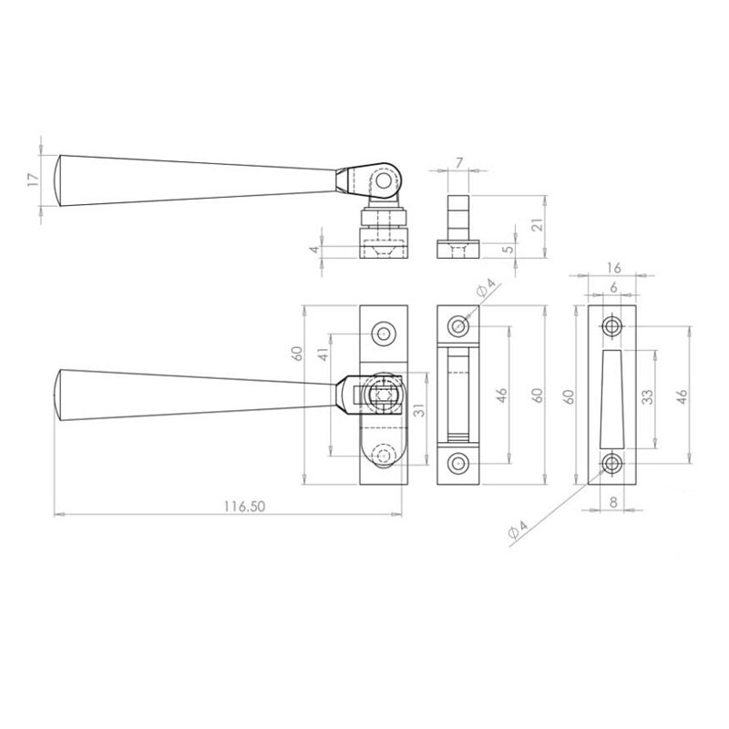 Diagram Image for W72 Julietta Casement Fastener