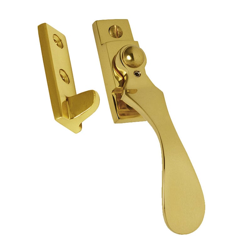 W95 Locking Casement Window Fastener, Brass, Weathersealed Catch