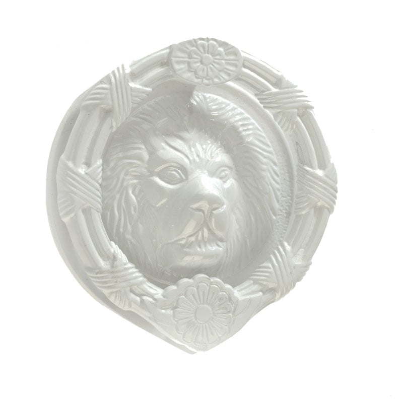Mila White Heavy Lions Head Door Knocker In
