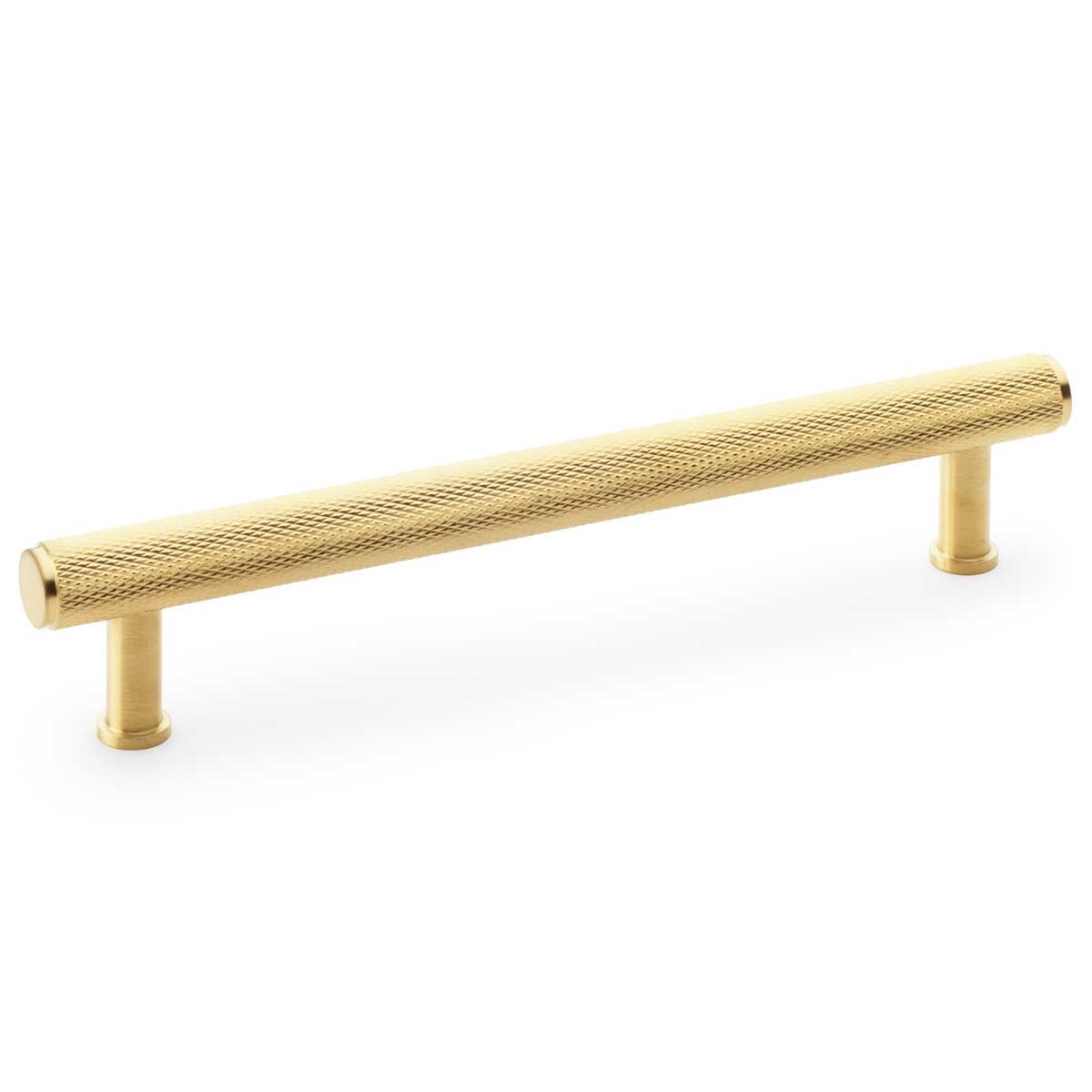 Carlisle Brass Solid Brass Crispin Knurled T-Bar Cupboard Pull Handle In Satin Brass 160Mm.