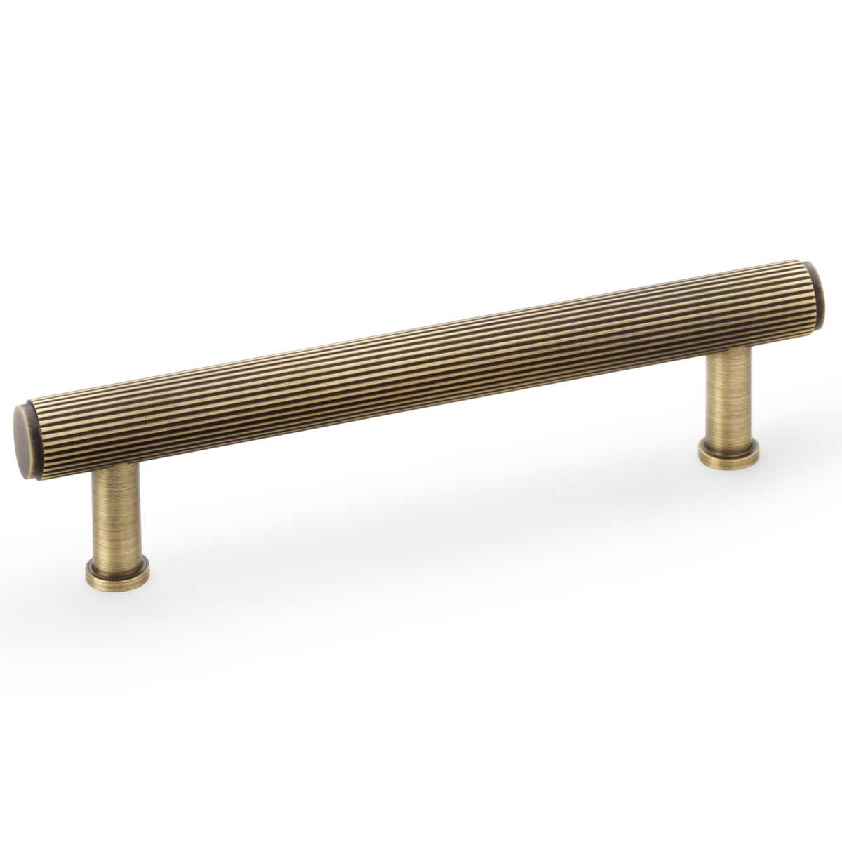 Carlisle Brass Crispin Reeded T-Bar Solid Brass Pull Handle, Antique Brass, 128Mm