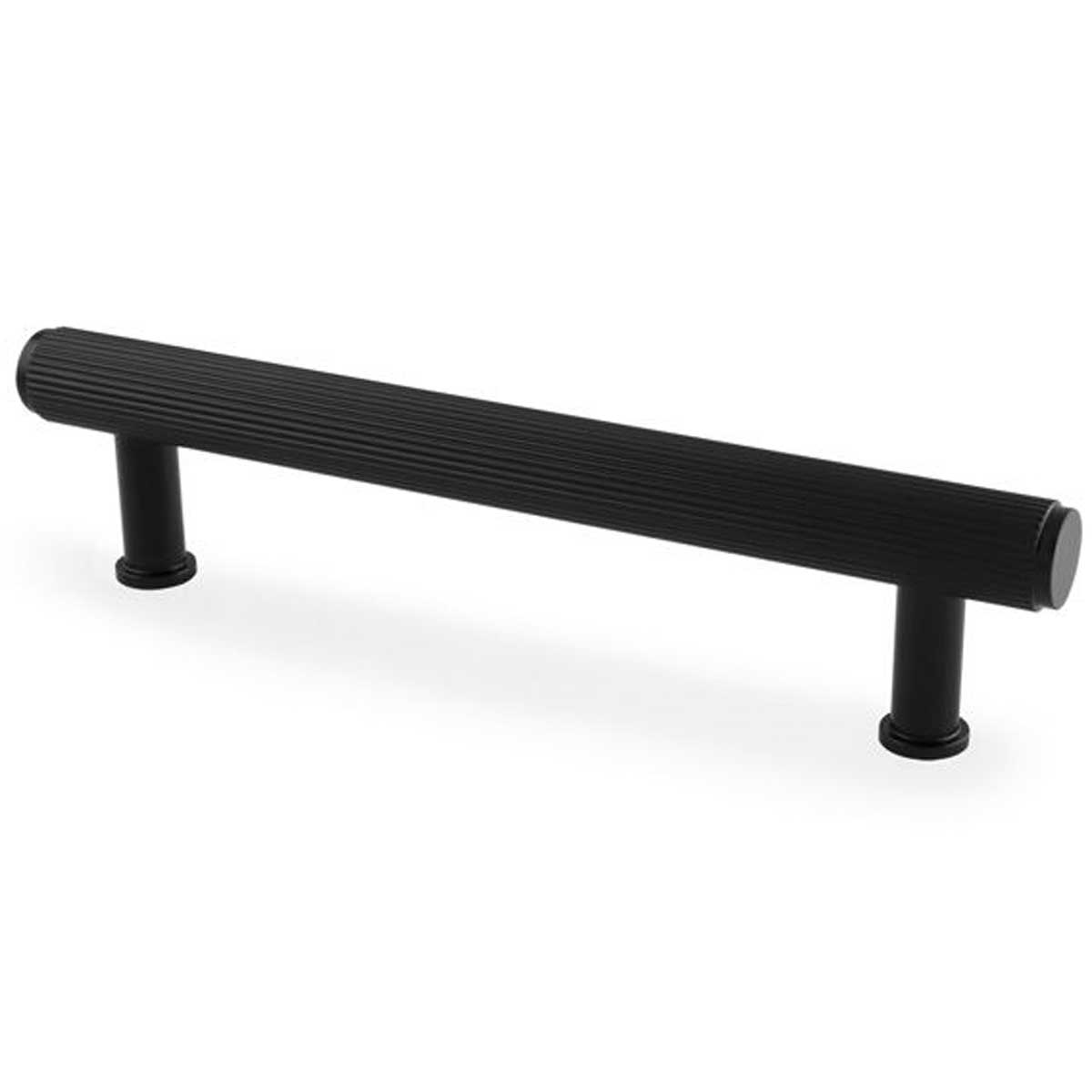 Carlisle Brass Black Crispin Reeded T-Bar Solid Brass Pull Handle, Matt 160Mm